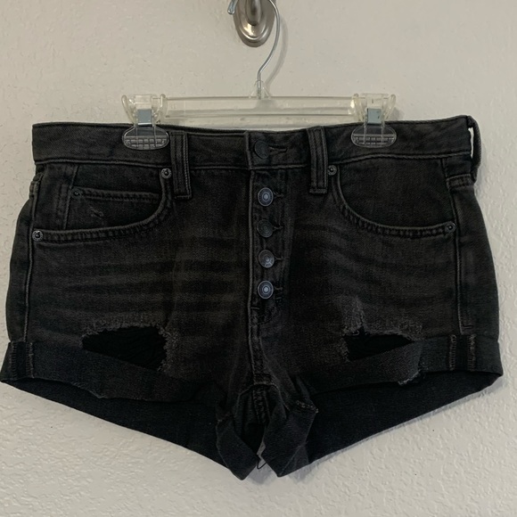 NWOT Free People We The Free Romeo Rolled Distressed Denim Shorts Black - 26 - Picture 3 of 8